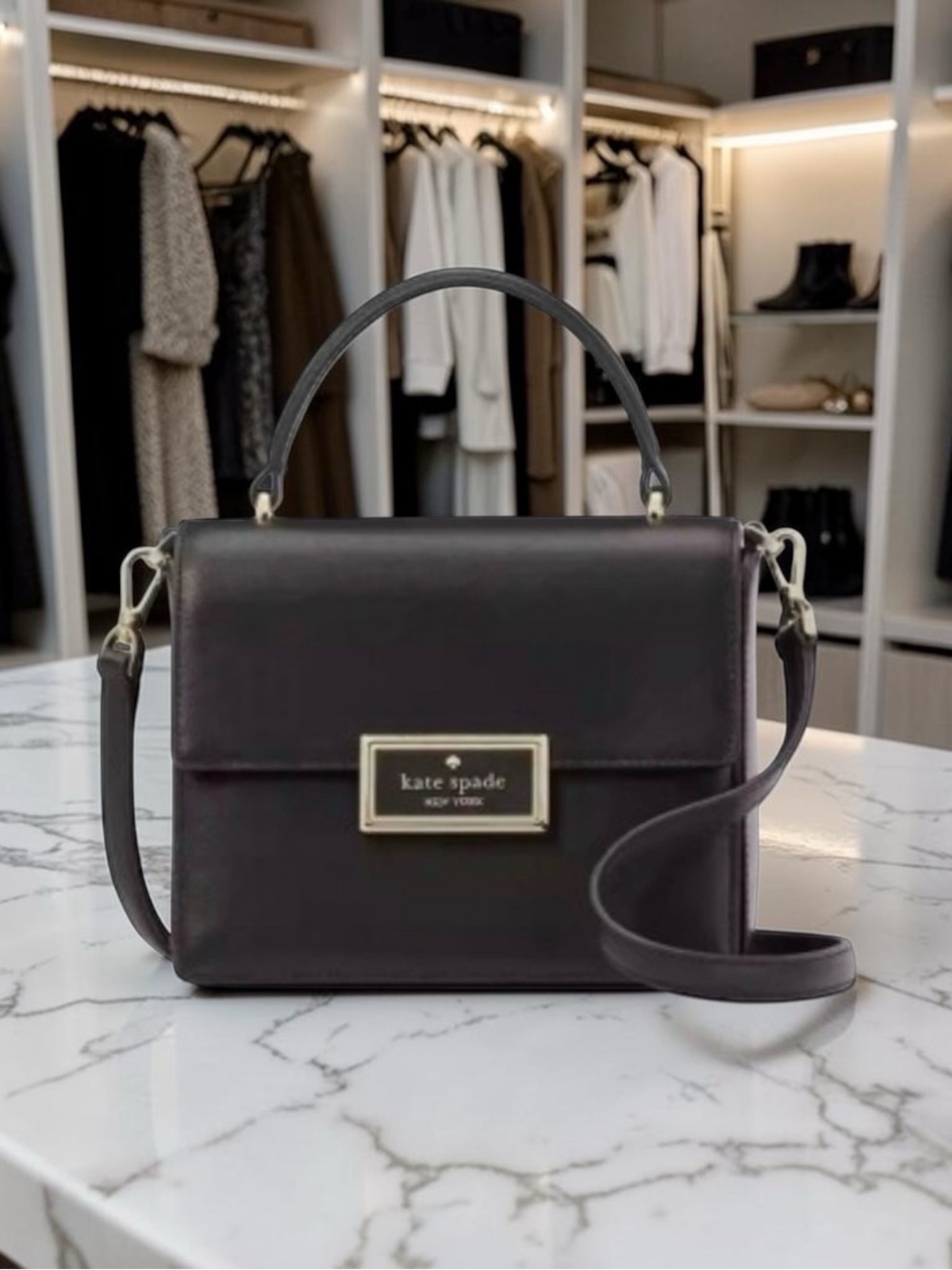 Kate Spade New York Women's Smooth Leather Top Handle Crossbody Bag W/ Dust Bag